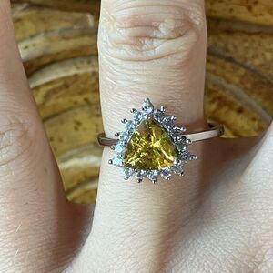 Natural Golden Apatite Sterling Silver Ring Size 8